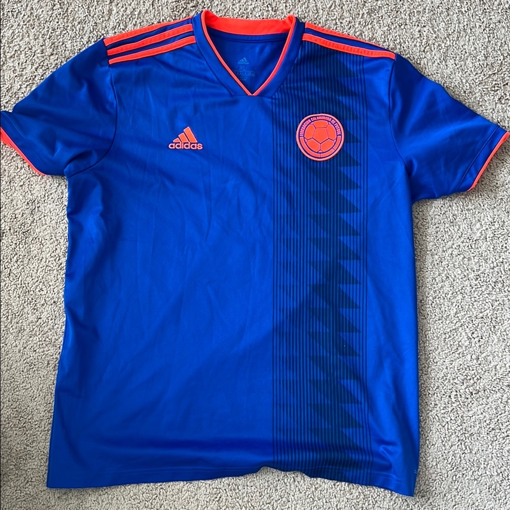 Adidas Blue and Red Soccer Jersey